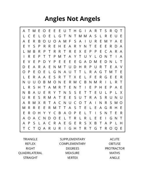 Angles Not Angels Word Search Puzzle