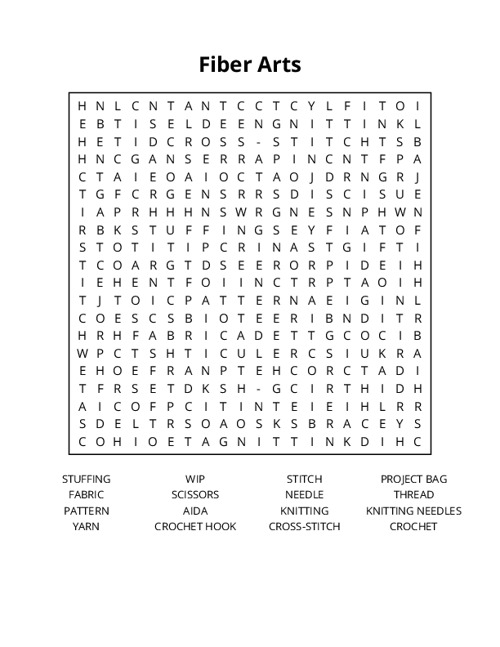 Fiber Arts Crossword Puzzle