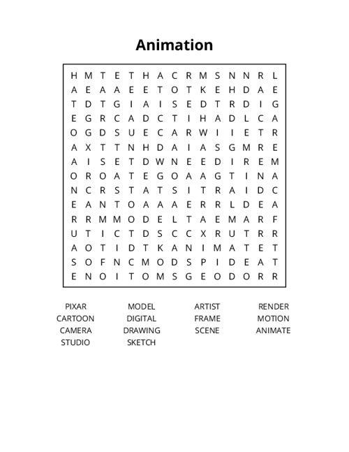 Animation Word Search Puzzle