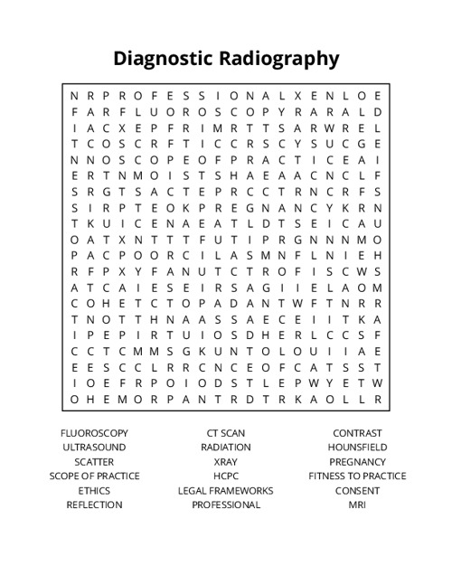 Diagnostic Radiography Word Search Puzzle