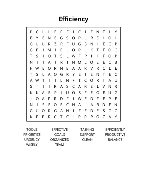 Efficiency Word Search Puzzle