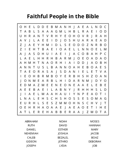 Faithful People in the Bible Word Search Puzzle