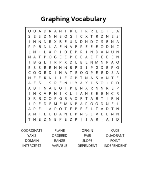 Graphing Vocabulary Word Search Puzzle