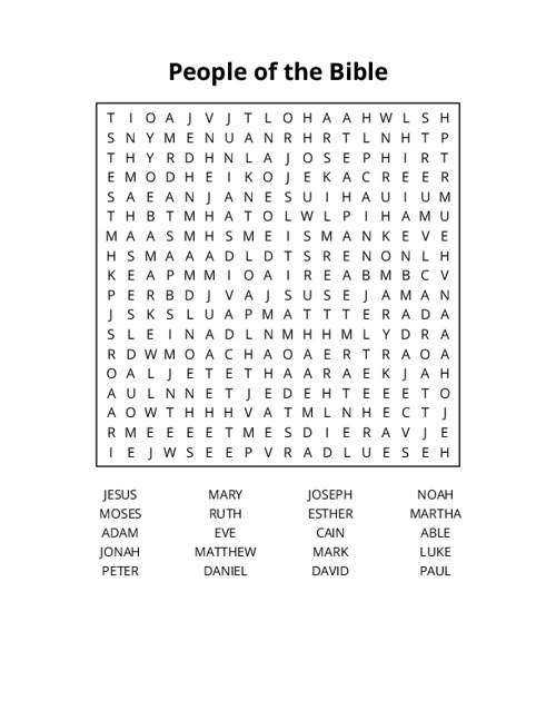 People of the Bible Word Search Puzzle
