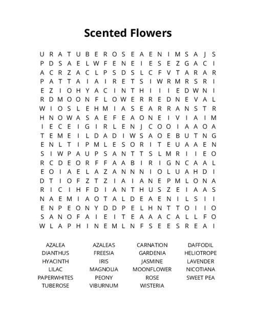 Scented Flowers Word Search Puzzle