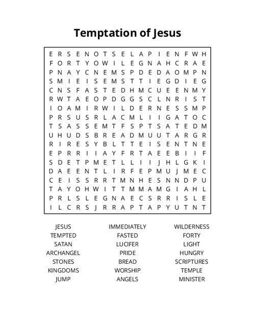 Temptation of Jesus Word Search Puzzle