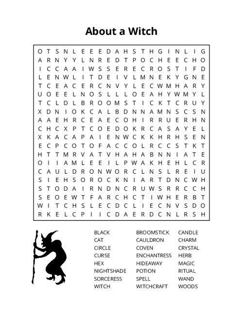 About a Witch Word Search Puzzle