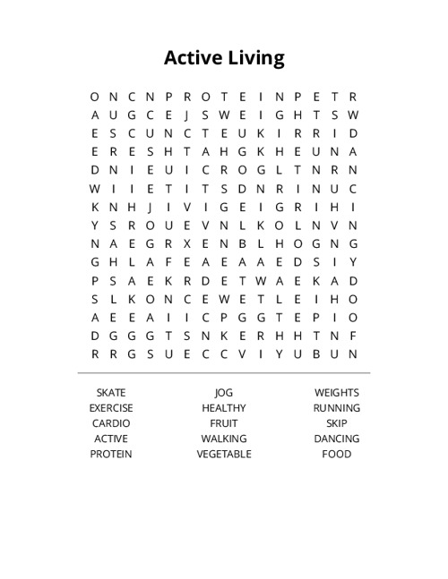 Active Living Crossword Puzzle