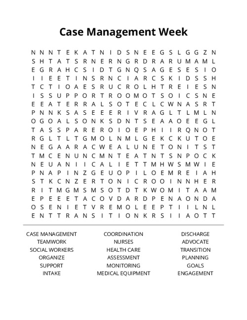 Case Management Week Word Search Puzzle
