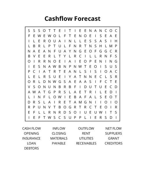 Cashflow Forecast Word Search Puzzle