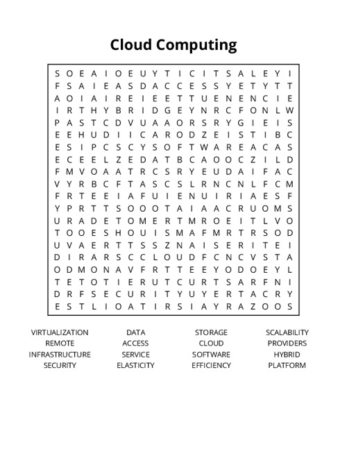 Cloud Computing Word Search Puzzle