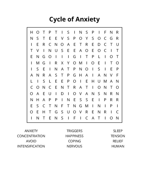 Cycle of Anxiety Word Search Puzzle