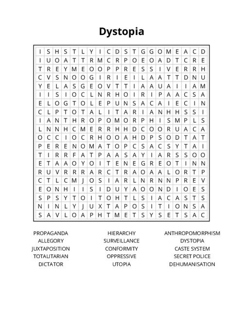 Dystopia Word Search Puzzle
