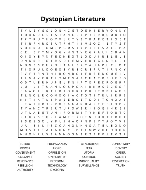 Dystopian Literature Word Search Puzzle