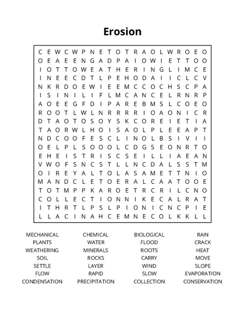 Erosion Word Search Puzzle
