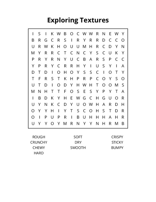 Exploring Textures Word Search Puzzle