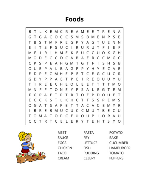 Foods Word Search Puzzle