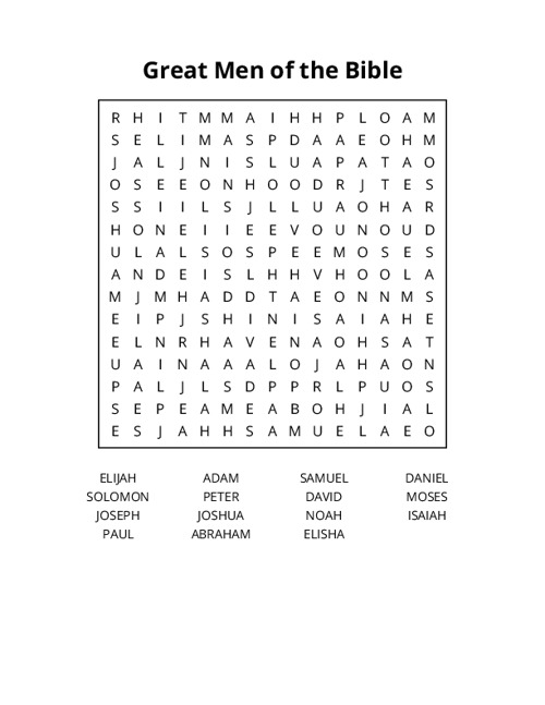 Great Men of the Bible Word Search Puzzle
