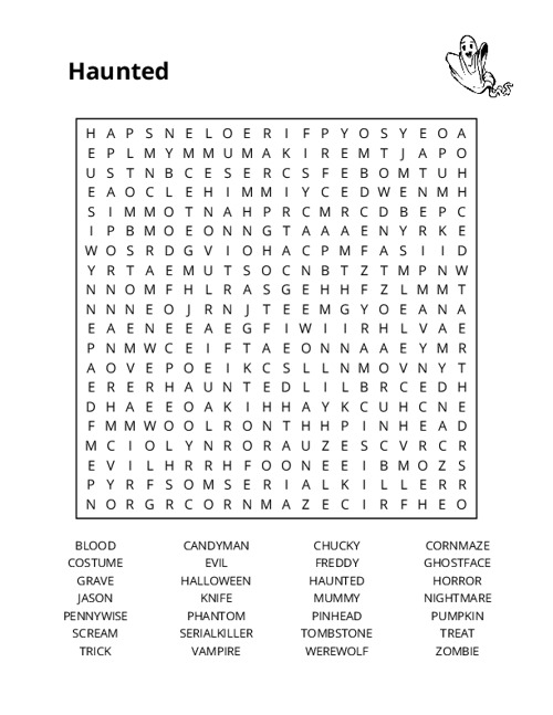 Haunted Word Search Puzzle