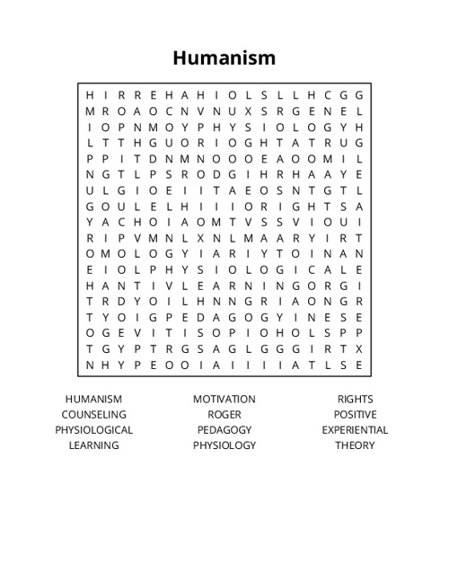 Humanism Word Search Puzzle