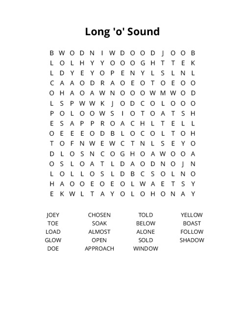 Long o Sound Crossword Puzzle