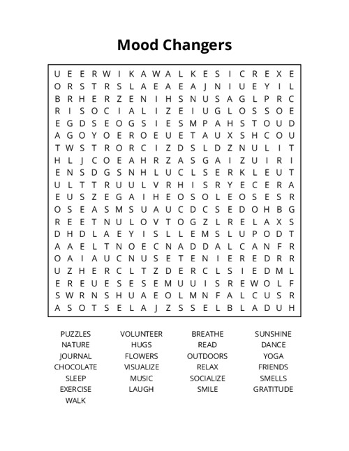 Mood Changers Crossword Puzzle
