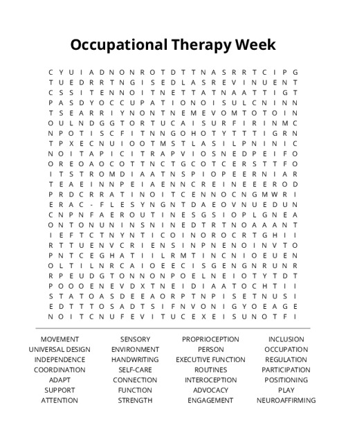 Occupational Therapy Week Word Search Puzzle