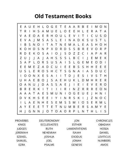 Old Testament Books Word Search Puzzle