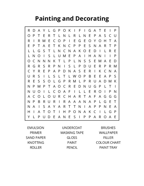 Painting and Decorating Word Search Puzzle