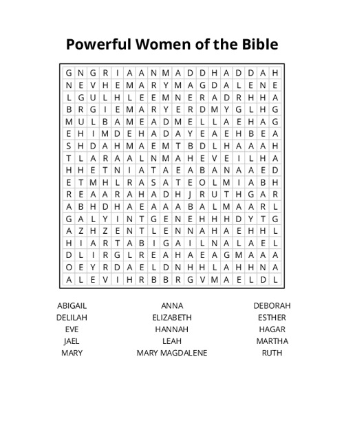 Powerful Women of the Bible Word Search Puzzle