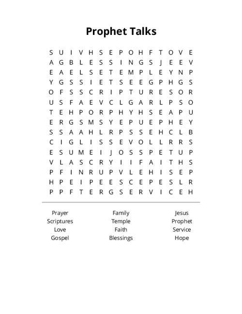 Prophet Talks Word Search Puzzle