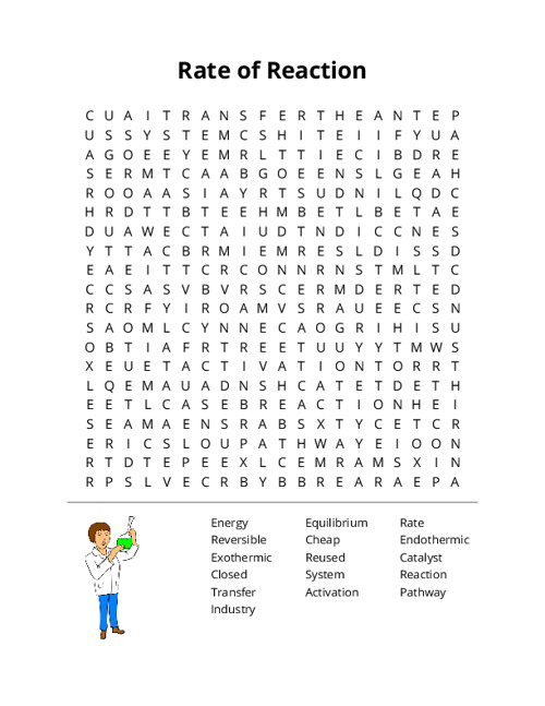Rate of Reaction Word Search Puzzle