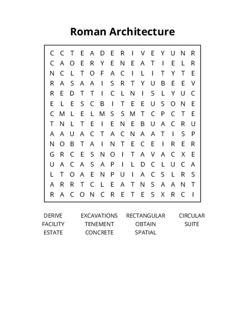 Roman Architecture Word Search Puzzle