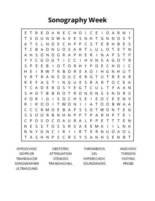 Sonography Week Word Search Puzzle