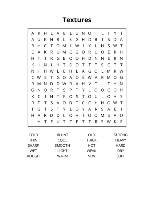Textures Word Search Puzzle