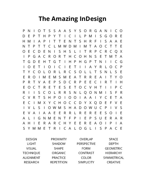 The Amazing InDesign Word Search Puzzle