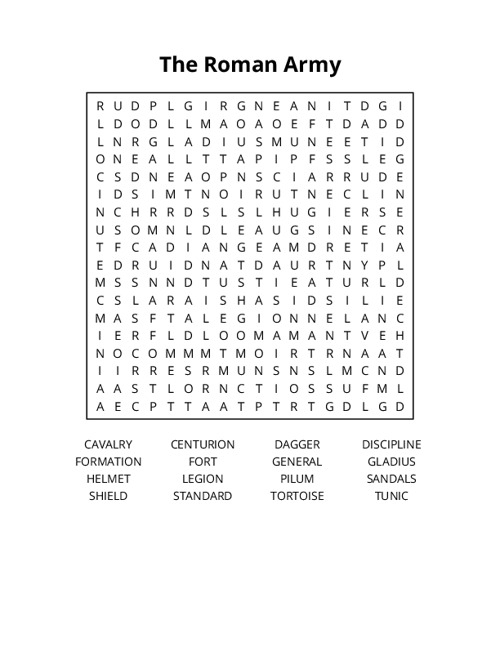 The Roman Army Word Search Puzzle