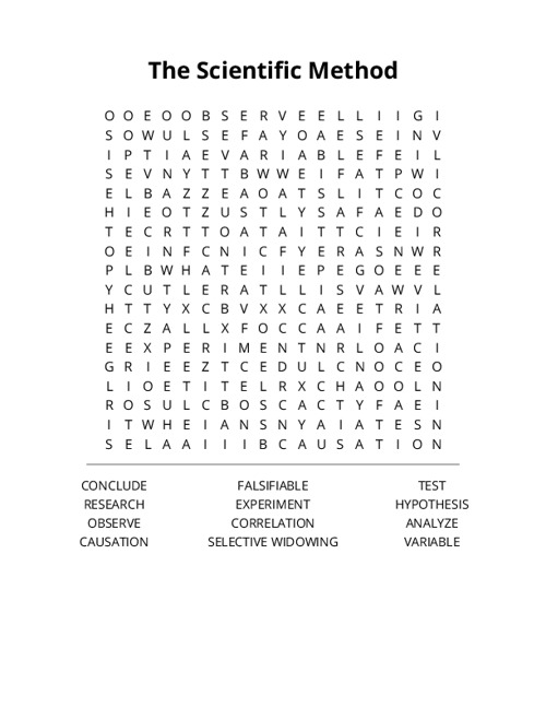 The Scientific Method Word Search Puzzle