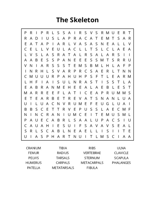 The Skeleton Word Search Puzzle