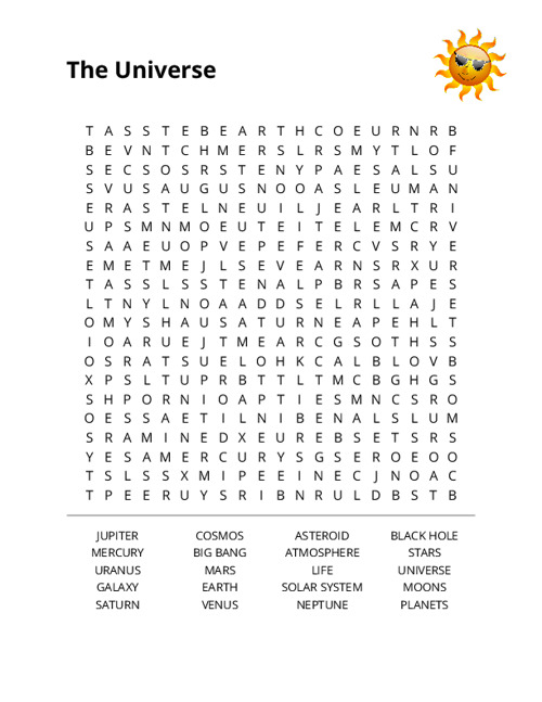 The Universe Word Search Puzzle