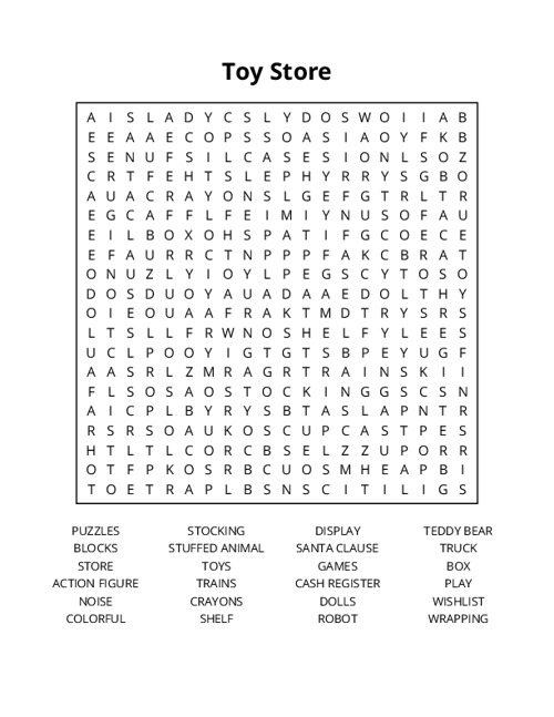 Toy Store Word Search Puzzle