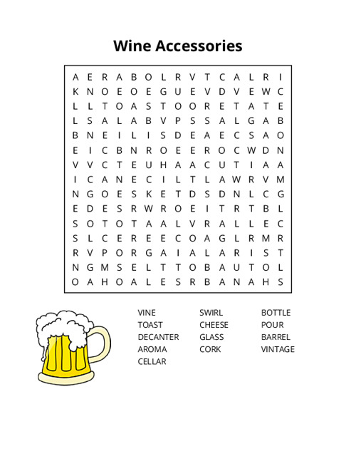 Wine Accessories Crossword Puzzle