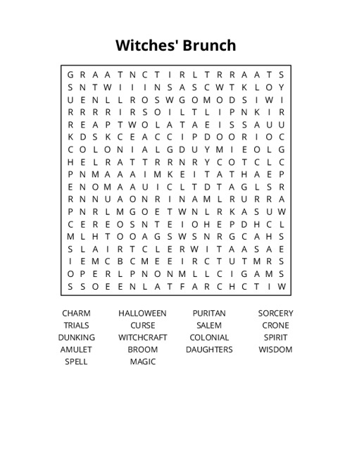 Witches' Brunch Word Search Puzzle
