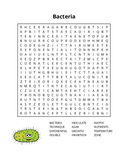 Bacteria Word Search Puzzle