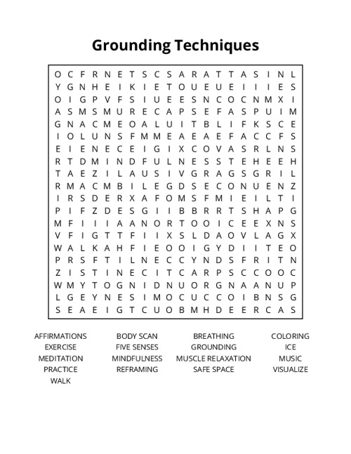 Grounding Techniques Word Search Puzzle