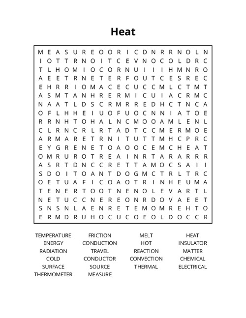 Heat Word Search Puzzle