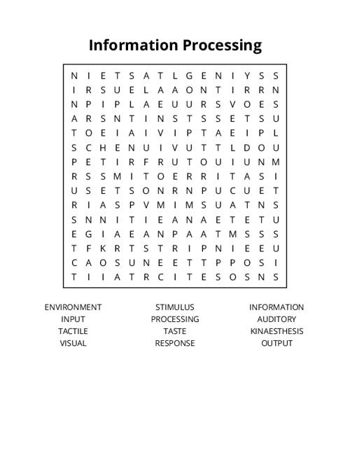 Information Processing Word Search Puzzle