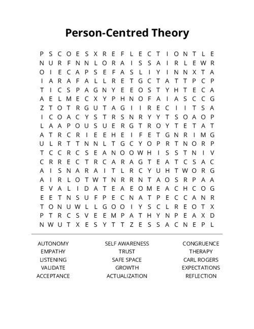Person-Centred Theory Word Search Puzzle
