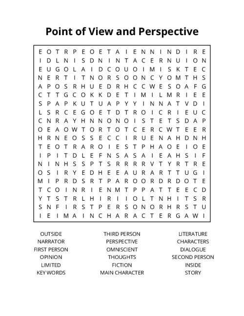 Point of View and Perspective Word Search Puzzle