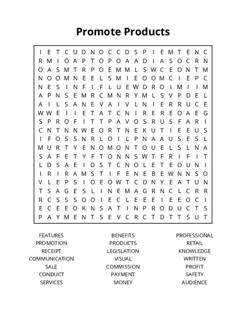Promote Products Crossword Puzzle